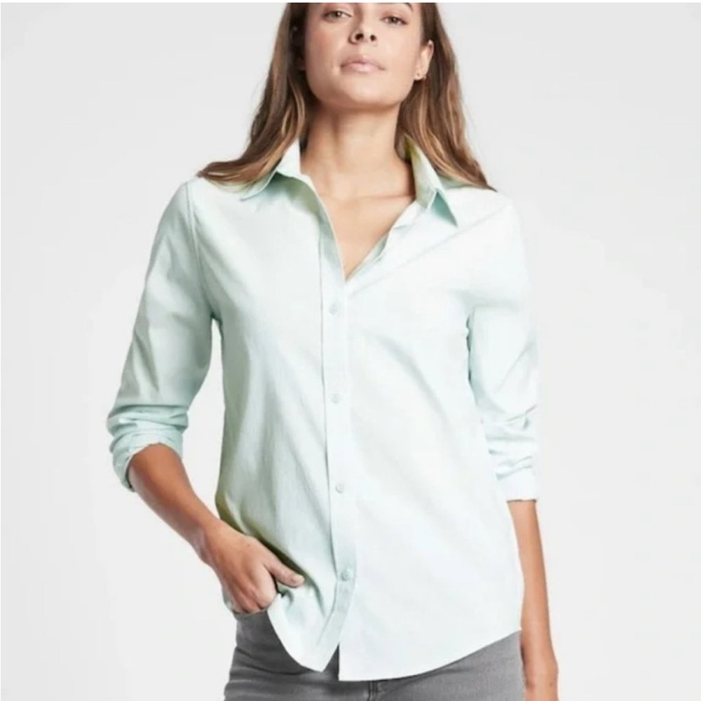 Athleta Light Green Button Down Shirt - image 1